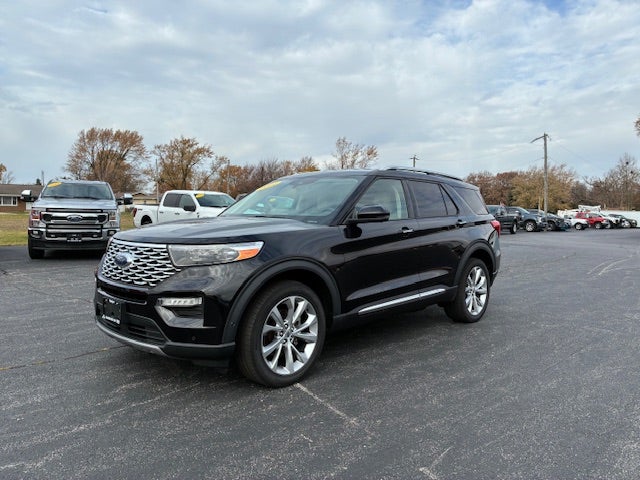 2021 Ford Explorer Platinum 4x4 in Agate Black Metallic — front three-quarter view