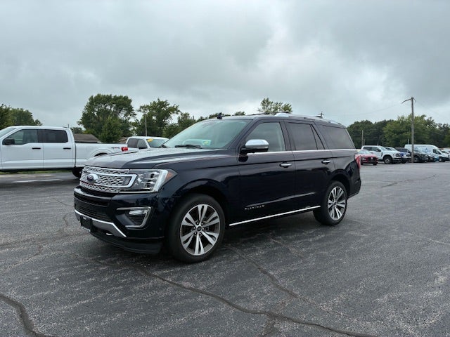 2021 Ford Expedition Platinum 4x4 in Antimatter Blue Metallic — front three-quarter view