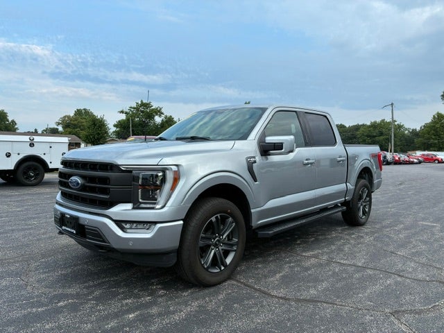 2023 Ford F-150 Crew Cab LARIAT SPORT 4X4 in Iconic Silver Metallic — front three-quarter view